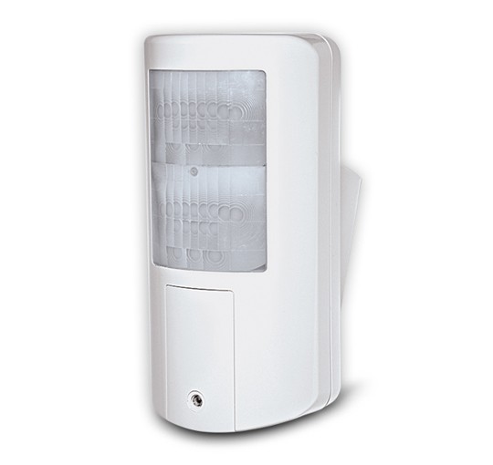 Detector Volumétrico Sem Fios RISCO Beyond DT - Exterior IP65 | Dupla Tecnologia Anti-Mascotas Sensor de movimento branco de plástico com painel translúcido