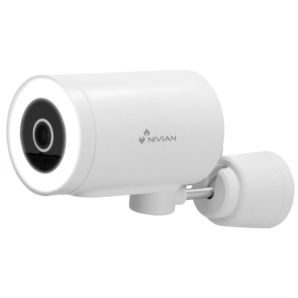 Câmara IP Nivian Smart 2.5K 4MP WiFi Exterior com Autotracking Câmara de vigilância branca com anel luminoso e logótipo NIVIAN