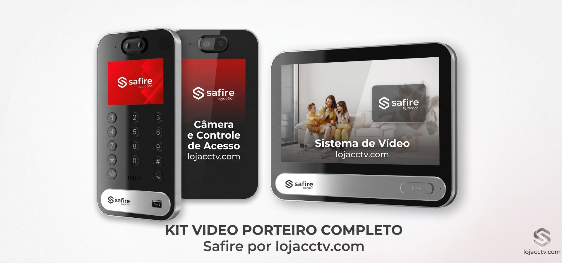 Kit Safire Smart Videoporteiro PoE RFID Facial de Controlo de Acesso Kit vídeo porteiro completo Safire com teclado, câmaras e ecrã digital