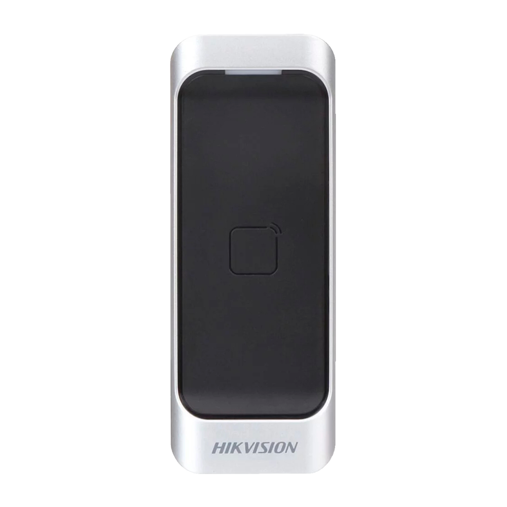 Leitor de Cartão Hikvision DS-K1107AE EM 125kHz Wiegand/RS485 IP65 Dispositivo de controlo de acesso preto e prateado HIKVISION