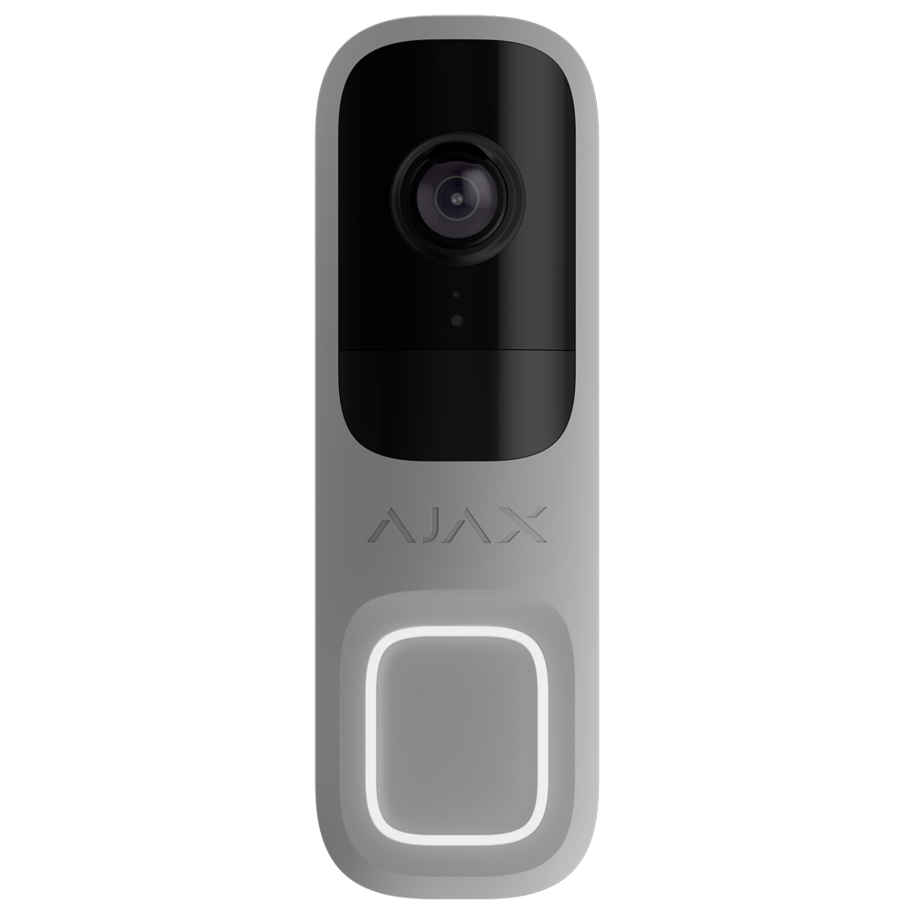 Campainha Inteligente Ajax DoorBell 4MP Cinzenta com IA e PIR Campainha inteligente cinzenta e preta AJAX com botão iluminado