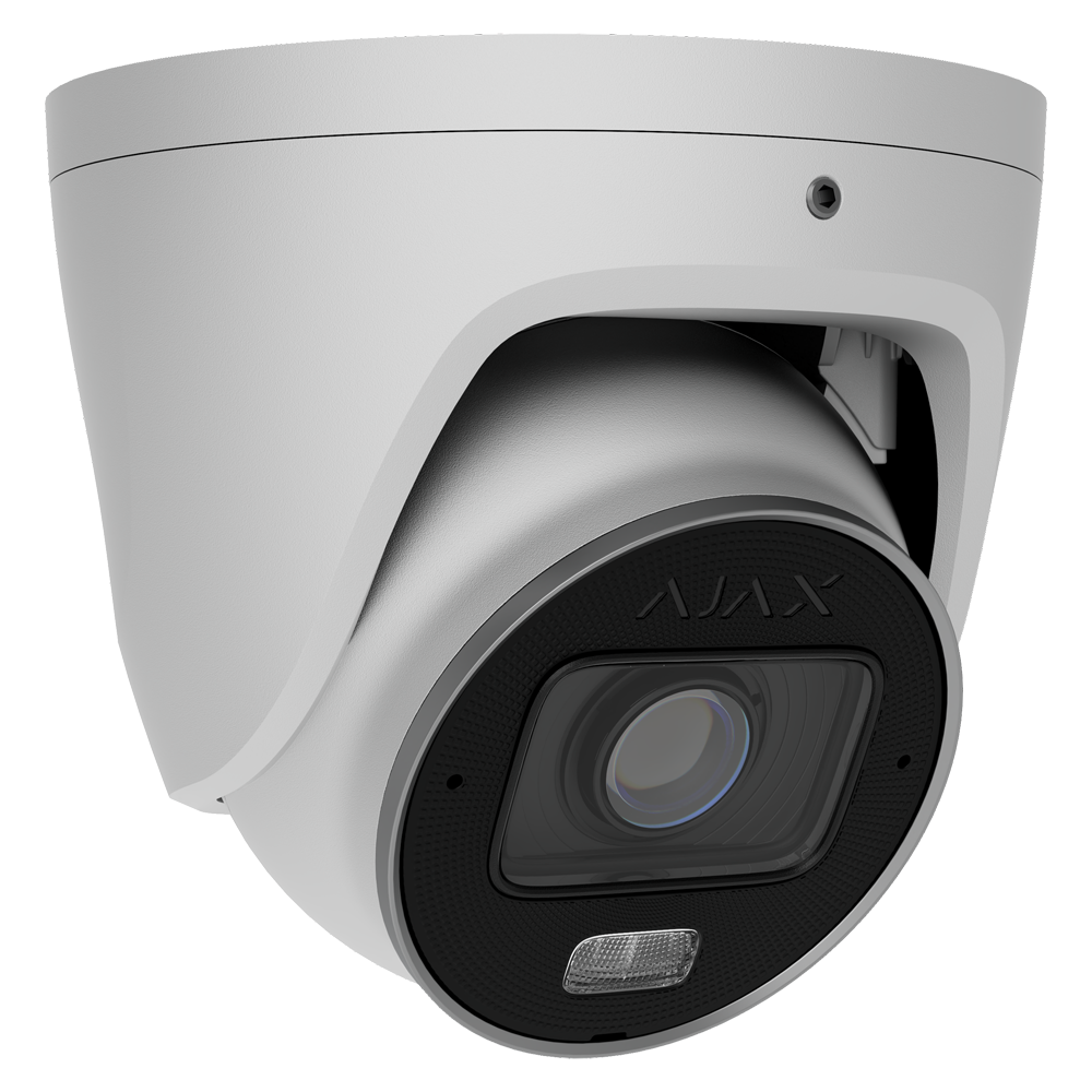Câmara Turret IP 5MP Ajax PoE IP67 | Lente Varifocal 2.8-12mm | IA e Áudio Integrados Câmara de segurança AJAX de cor branca e preta
