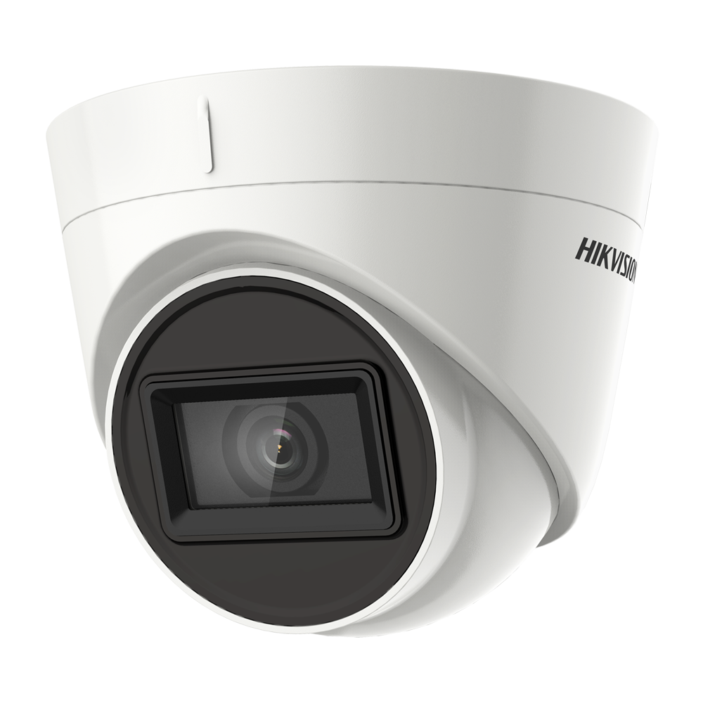 Câmara Turret Hikvision 8MP 4en1 Lente 2.8mm IR 60m Câmara de segurança branca com lente preta retangular