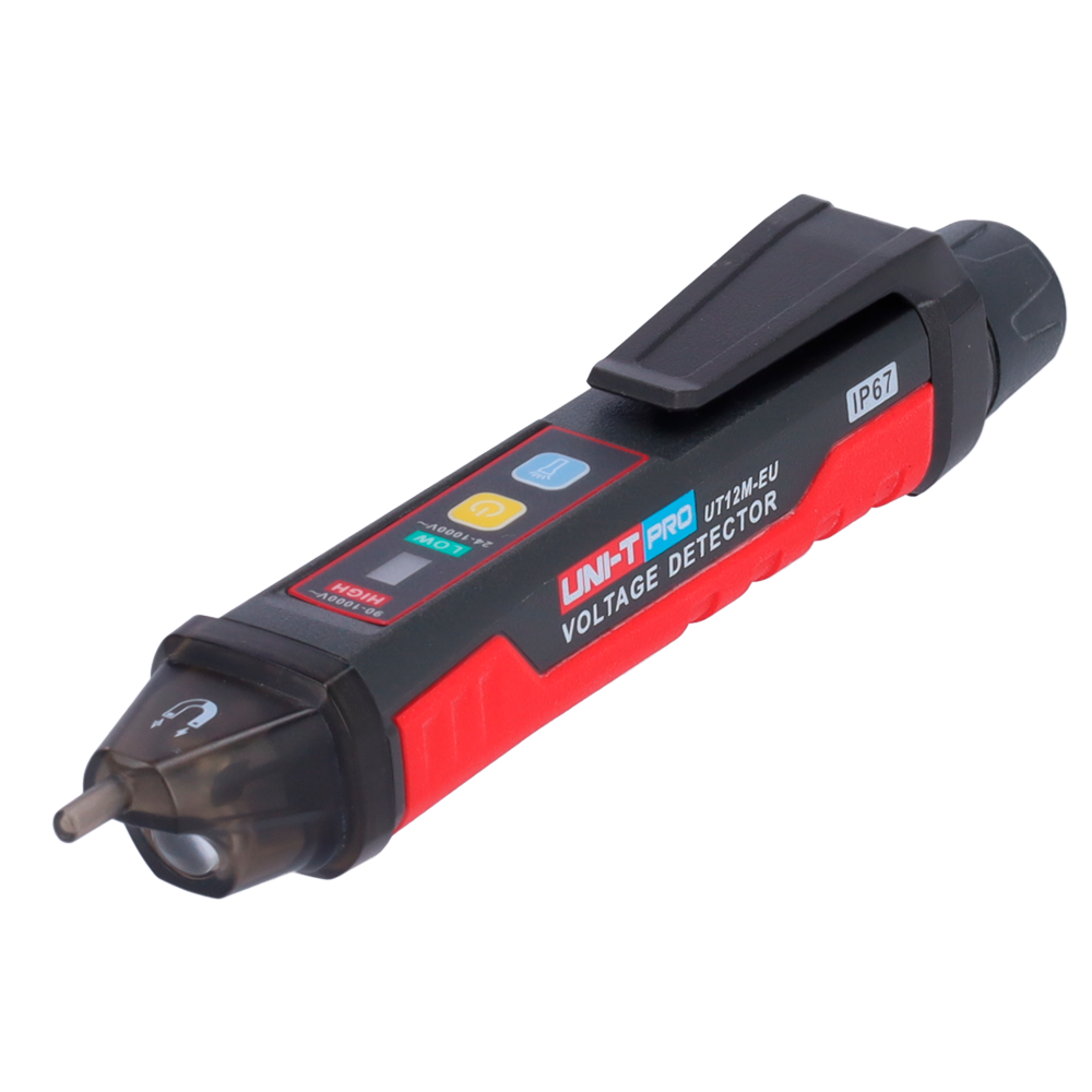 Detector de Tensão AC sem Contacto UNI-T UT12M CAT IV 1000V Detector de tensão preto e vermelho UNI-T PRO