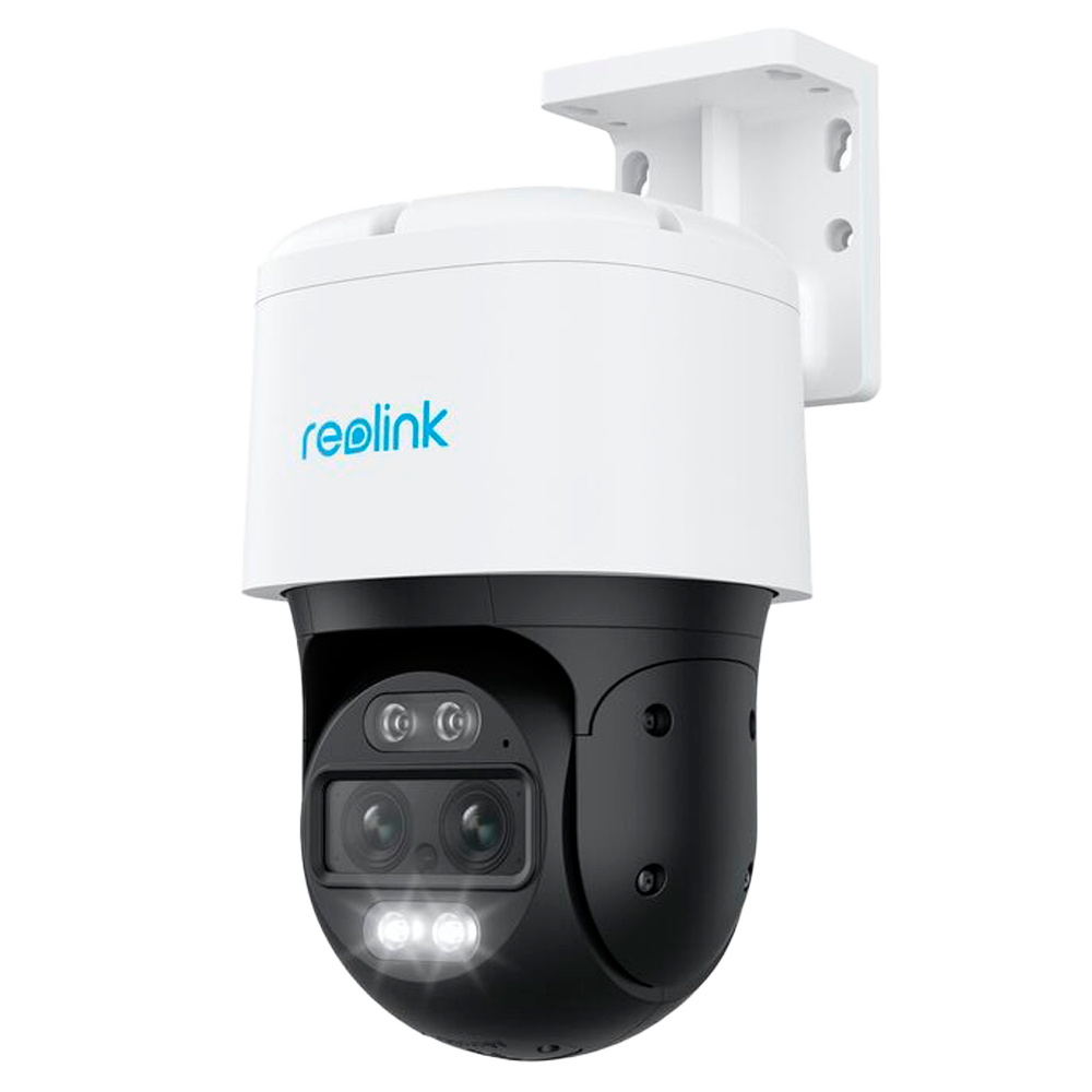 Reolink TrackMix B770: Câmara PTZ WiFi Lente Dupla 8MP com Bateria Câmara de segurança branca e preta com LEDs e suporte de parede