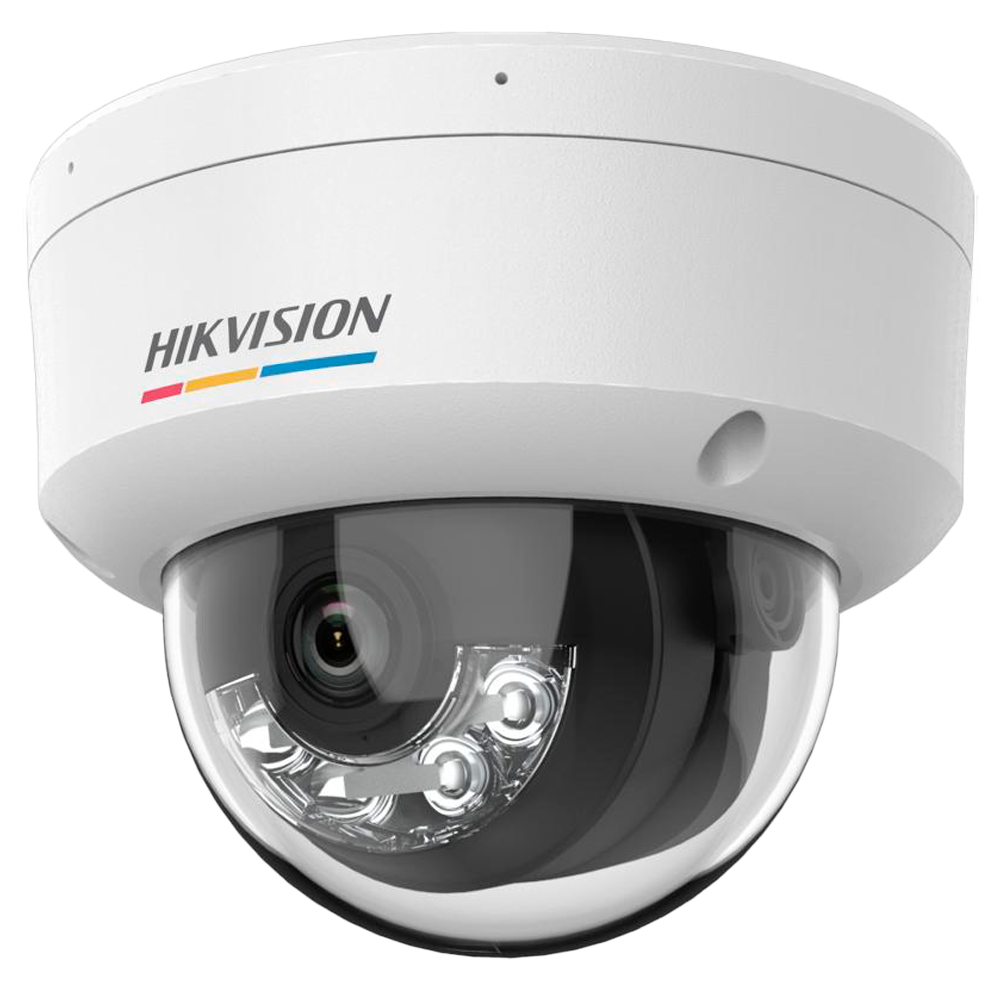 Câmara IP Dome Hikvision 4MP ColorVu 3.0, Lente 2.8mm, Visão Noturna 30m Câmara de segurança dome branca e preta da HIKVISION