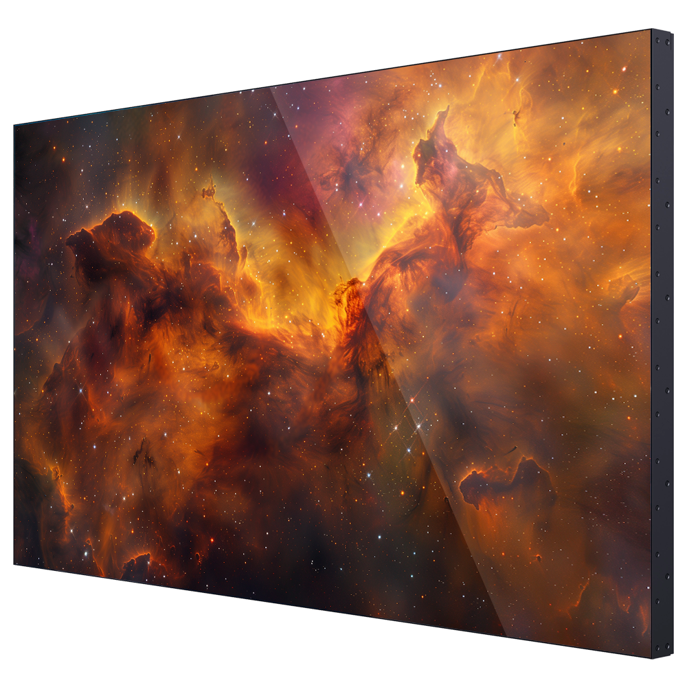Monitor Videowall Hikvision 49" FHD 500nit 3.5mm DS-D2049UL-0A Monitor com imagem de nebulosa colorida no espaço