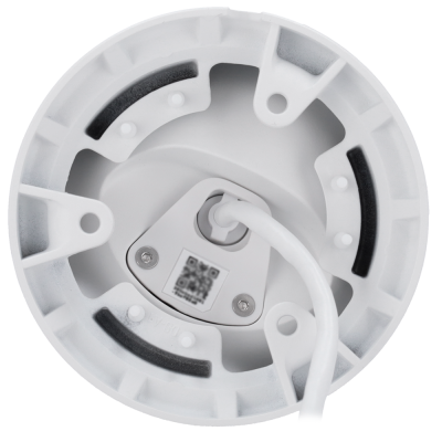 Base branca redonda de câmara de vigilância com fio e etiqueta QR