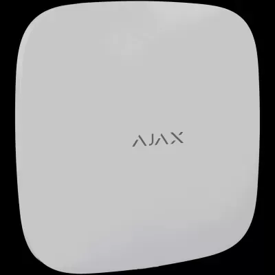 Dispositivo branco quadrado com texto AJAX cinzento no centro