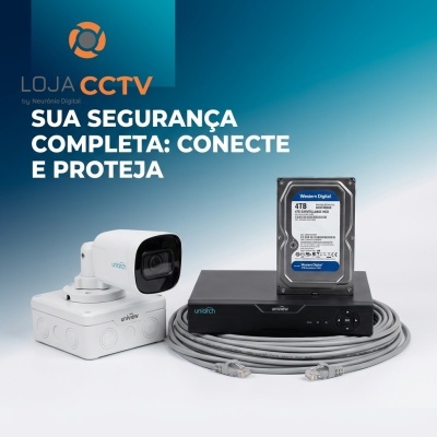 Kit de segurança com câmara Uniarch, gravador Uniview, cabo Ethernet e disco rígido Western Digital 4TB