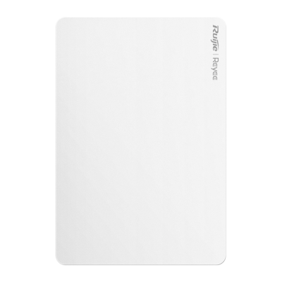 Cartão branco com texto Ruijie | Recyce no canto superior direito