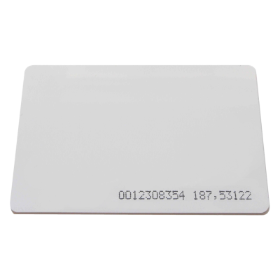 Cartão plástico branco com números impressos