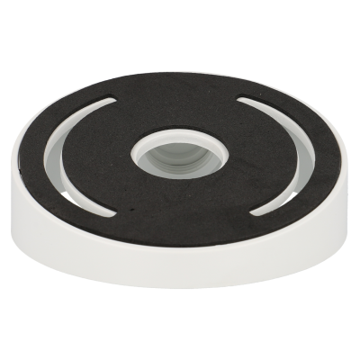 Disco redondo branco com superfície preta e orifício central