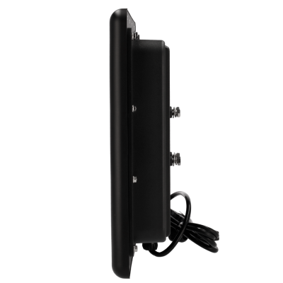 Dispositivo eletrônico preto com cabo enrolado ao lado