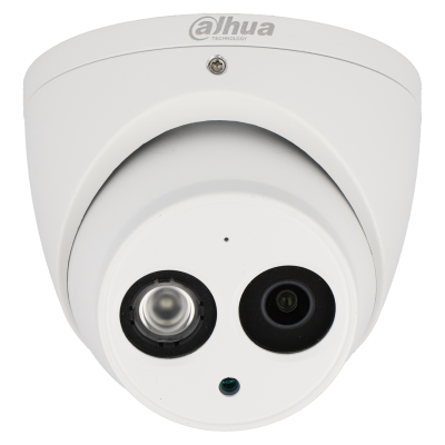 Câmara de segurança dome branca com duas lentes e texto 9lhua TECHNOLOGY