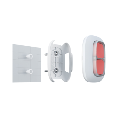 Interruptor de luz com botões cor de coral em três partes desmontadas