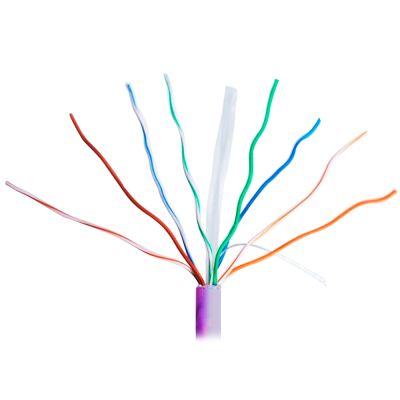 Cabo Ethernet com fios coloridos expostos