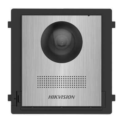Câmara de segurança HIKVISION em metal escovado com lente preta