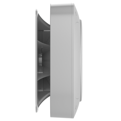 Dispositivo circular cinza lado isolado em fundo branco