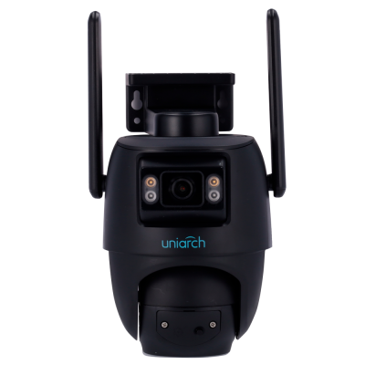 Câmara de vigilância preta Uniarch com antenas e LEDs
