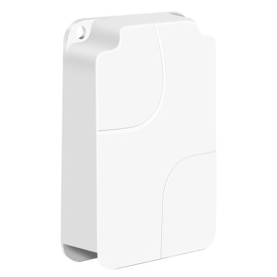 Dispositivo branco com design simples e formas curvas