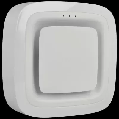 Detector de fumo branco quadrado com design moderno e três orifícios pretos