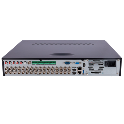 Receptor de vídeo preto com múltiplas portas na traseira