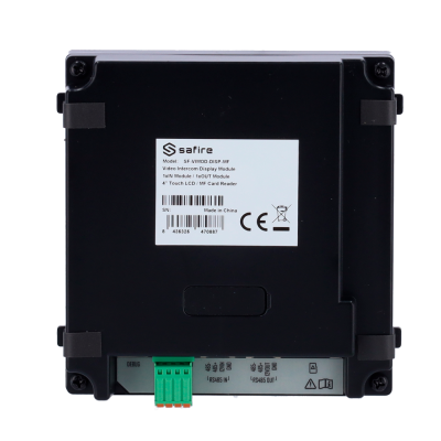 Módulo de vídeo intercomunicador Safire preto com etiqueta e conetores