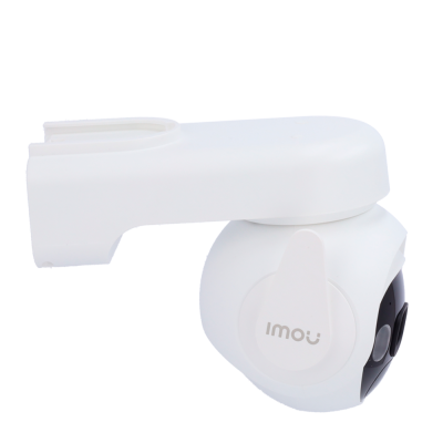 Câmara de vigilância branca e preta IMOU com base branca, vista lateral