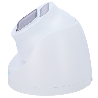 Câmara de vigilância branca num suporte arredondado