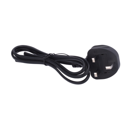 Cabo elétrico preto com ficha de três pinos quadrados tipo G