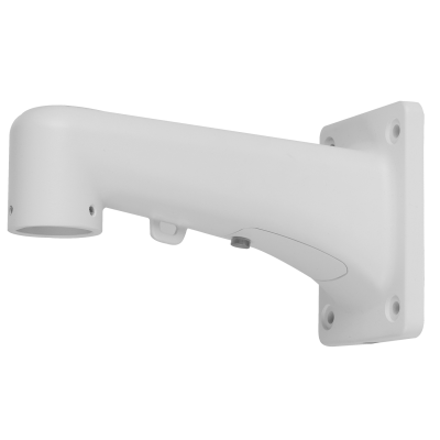 Suporte de parede branco com quatro furos e extremidade circular