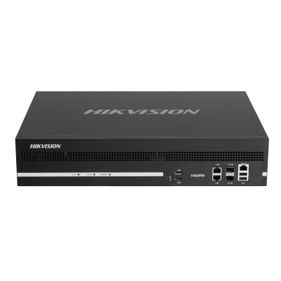 Dispositivo preto HIKVISION com portas HDMI, USB e Ethernet na frente
