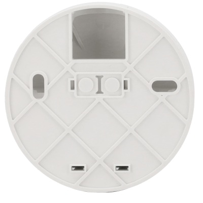Base circular branca de plástico com aberturas e textura quadriculada