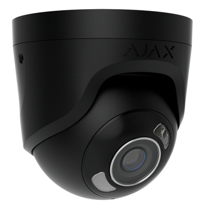 Câmara de segurança preta da marca AJAX com lente circular