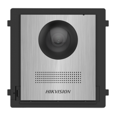 Câmara de videovigilância Hikvision metálica com lente preta e grelha de orifícios