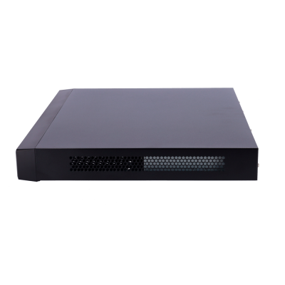 Leitor de discos quadrado preto com grelha de ventilação