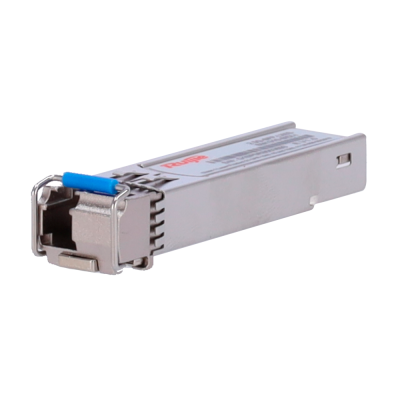 Módulo transceptor óptico metálico com detalhe azul