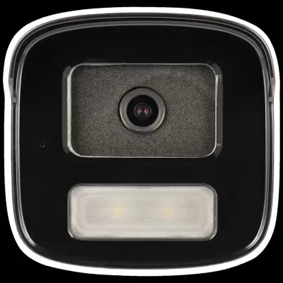 Câmara de vigilância preta quadrada com lente e luz branca