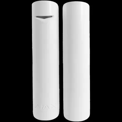 Sensores brancos retangulares com inscrição AJAX e visor triangular