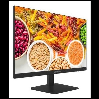 Monitor Hyundai preto com imagem colorida de legumes e massas em ecrã