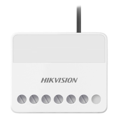 Dispositivo branco HIKVISION com seis parafusos e ficha preta