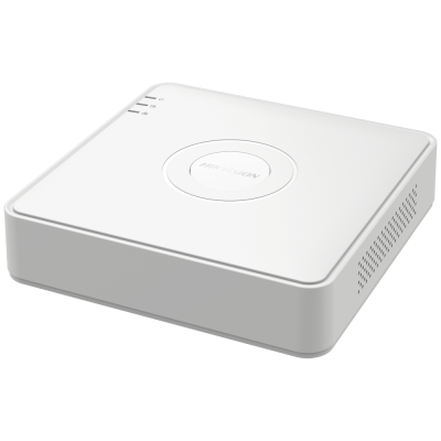 Equipamento electrónico branco quadrado com LED e marca HIKVISION