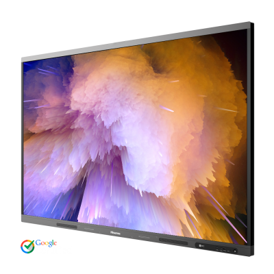 Monitor/televisão Hisense com ecrã grande e imagem colorida abstrata