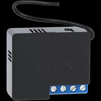 Módulo eletrónico preto com marca AJAX e antena preta