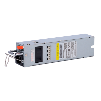 Fonte de alimentação metálica para servidor com etiquetas e conector laranja