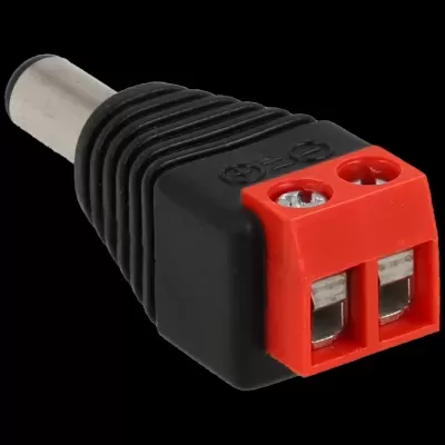 Conector elétrico com adaptador de parafusos vermelho e corpo preto