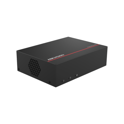 Dispositivo eletrónico preto HIKVISION rectangular com ventoinha lateral e indicadores LED
