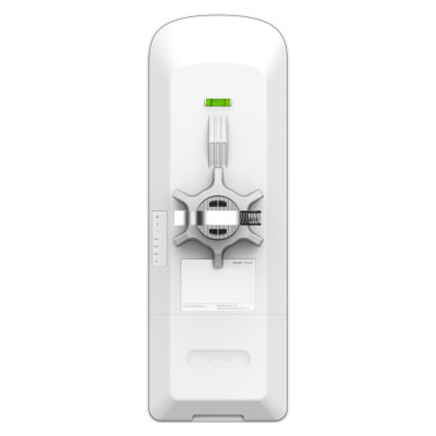 Dispositivo de rede branco com suporte metálico e indicadores LED