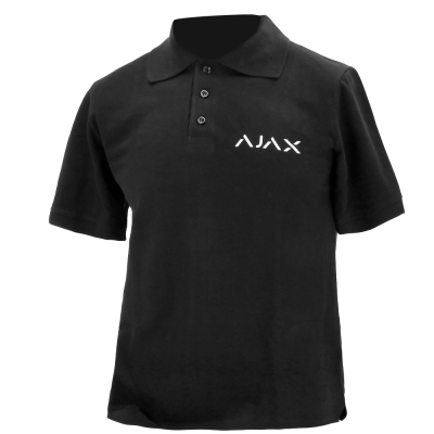 Polo preto com logótipo branco AJAX no peito
